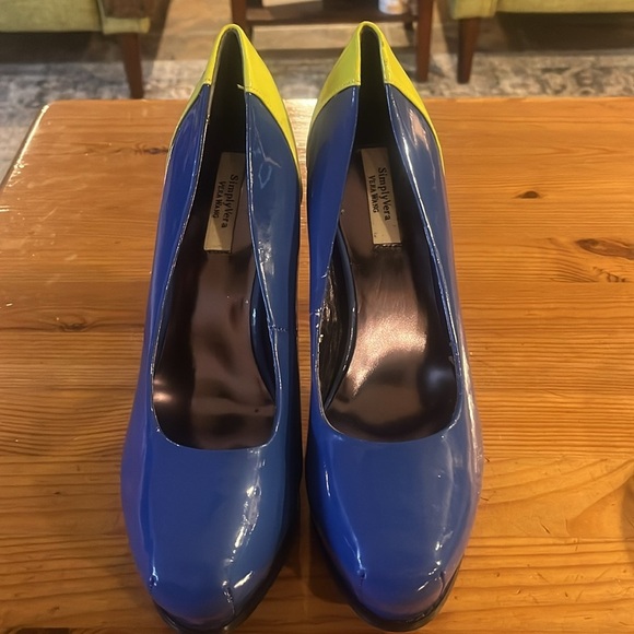 Simply Vera Vera Wang | Cobalt Blue Lime Green Platform Pump Heels 8.5 - Picture 2 of 10